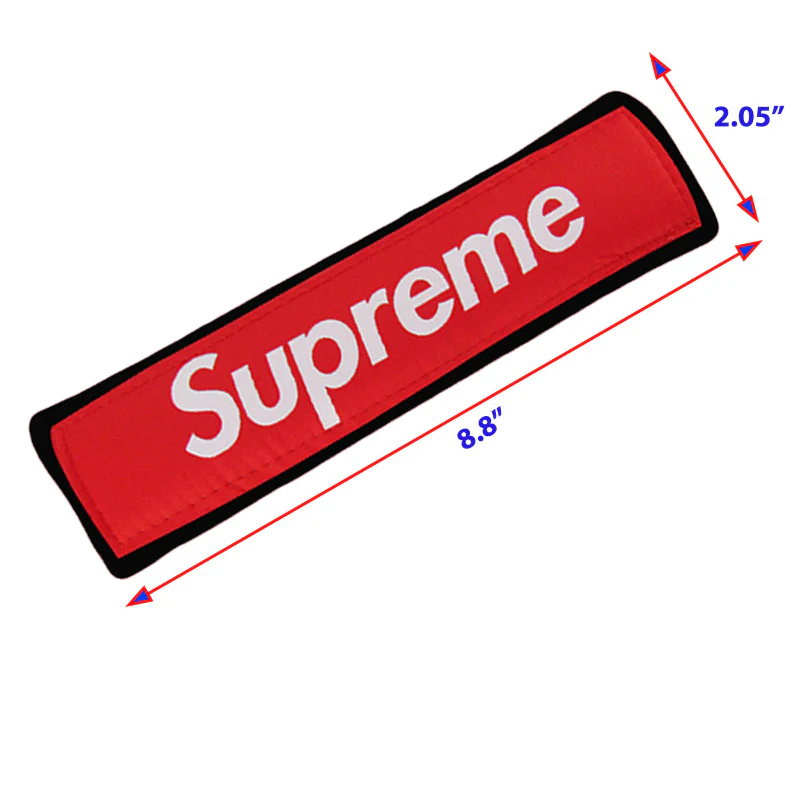 Supreme3M Red / Black Seat Belt Cover Embroidered Logo 2 pcs - Image 2