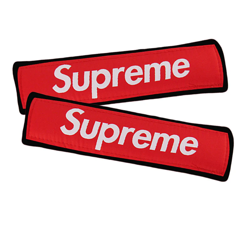 Supreme3M Red / Black Seat Belt Cover Embroidered Logo 2 pcs - Image 3