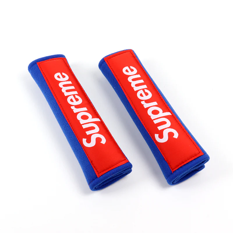 Supreme3M Red / Blue Seat Belt Cover Embroidered Logo 2 pcs - Image 3