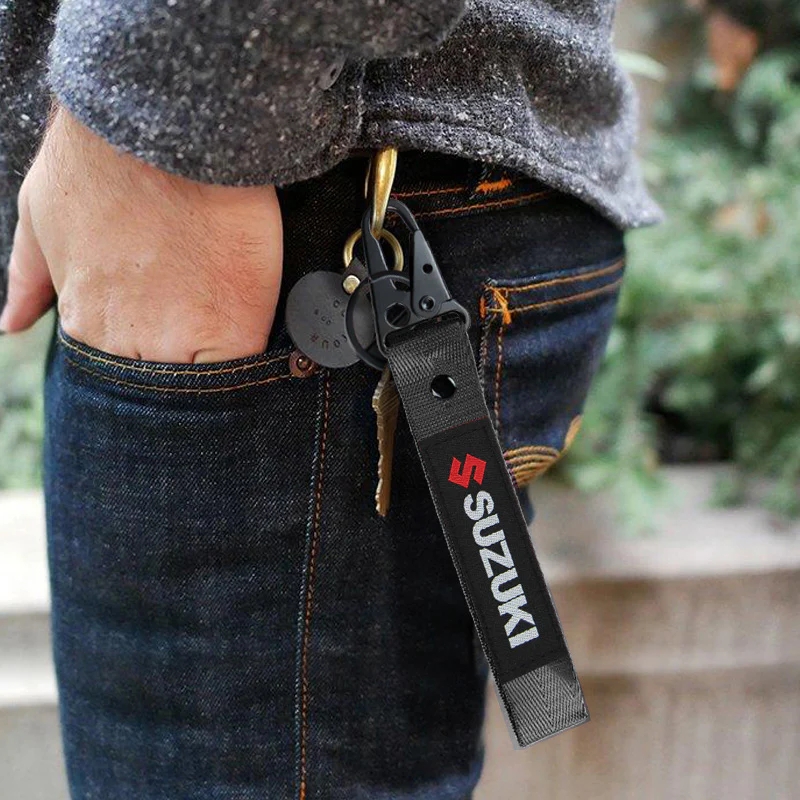 SUZUKI GSX Lanyard Double Sided Backpack Key Ring Hook Strap Metal Keychain X2 - Image 2