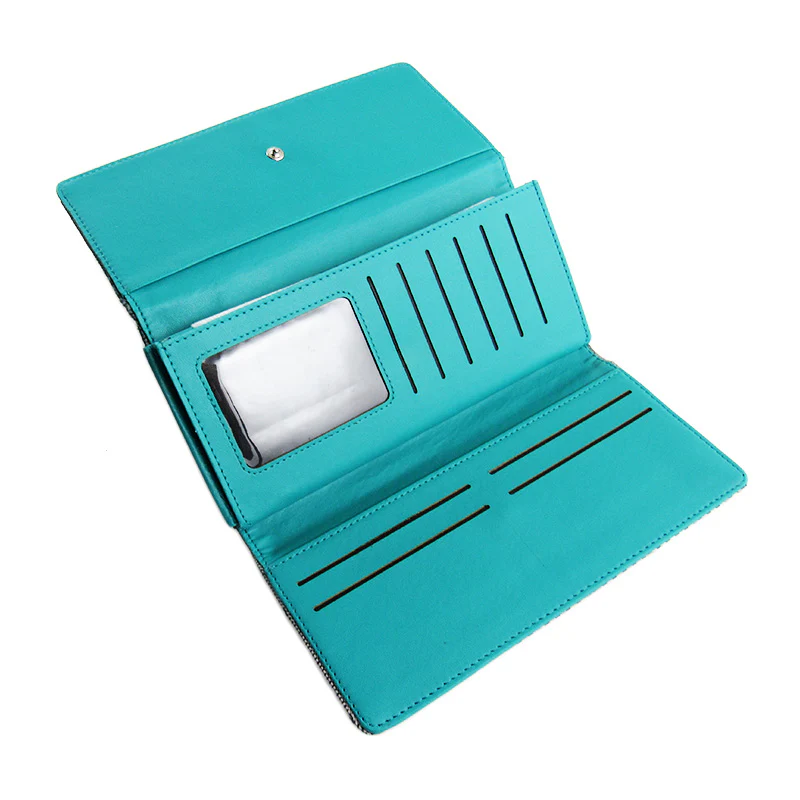 Bride Gradation Teal Leather Trifold Clutch - Image 6