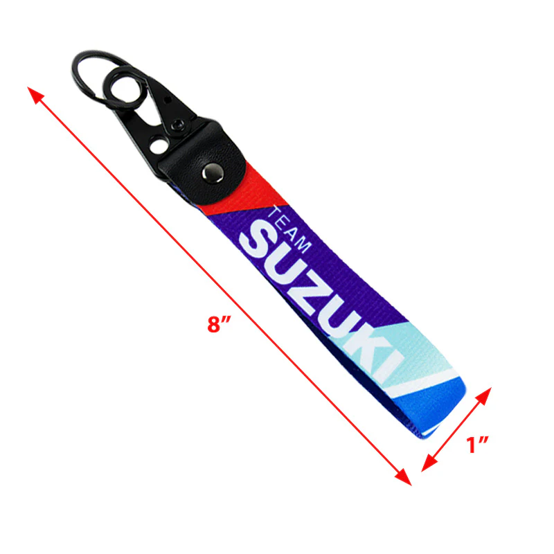 Team SUZUKI JDM Lanyard Double Sided Backpack Key Ring Hook Strap Metal Keychain X2 - Image 3