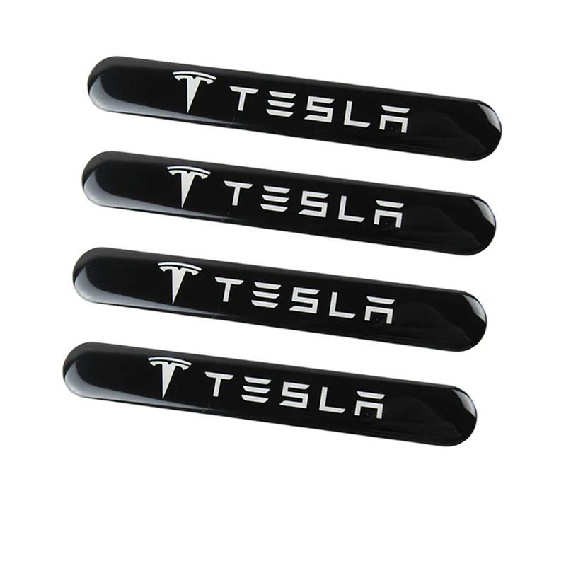 Tesla Black Car Door Rear Trunk Side Fenders Bumper Badge Scratch Guard Sticker New 4 pcs - Image 4