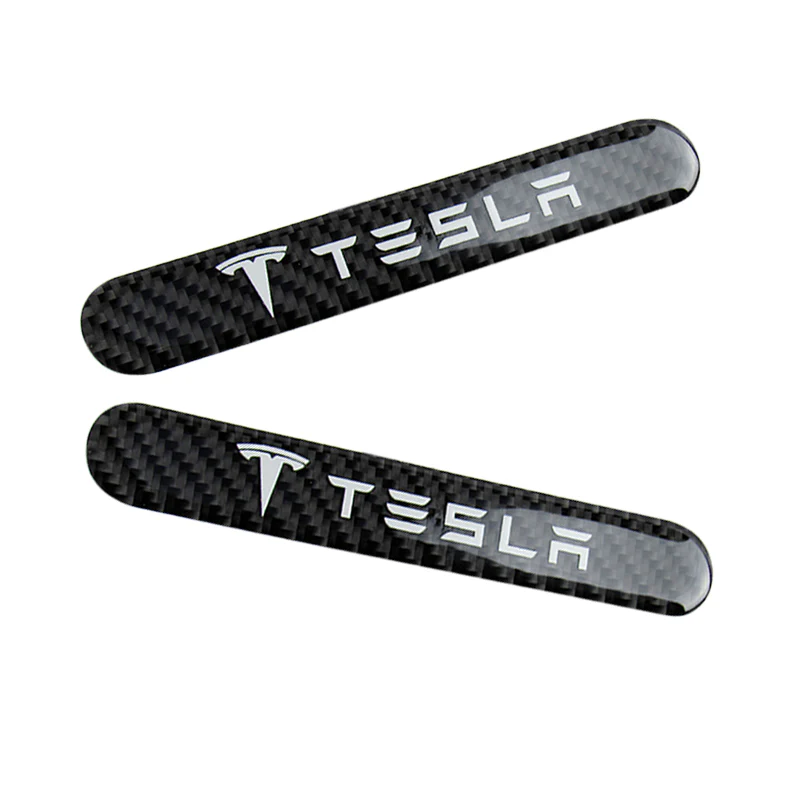 Tesla Carbon Fiber Car Door Rear Trunk Side Fenders Bumper Badge Scratch Guard Sticker New 2 pcs - Image 3