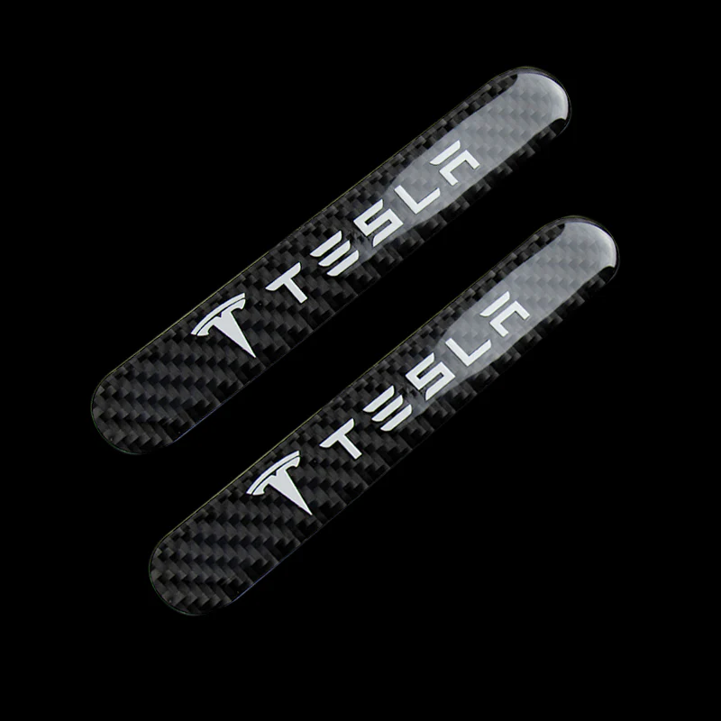 Tesla Carbon Fiber Car Door Rear Trunk Side Fenders Bumper Badge Scratch Guard Sticker New 2 pcs - Image 4