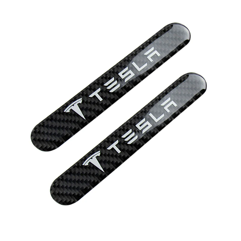 Tesla Carbon Fiber Car Door Rear Trunk Side Fenders Bumper Badge Scratch Guard Sticker New 4 pcs - Image 2