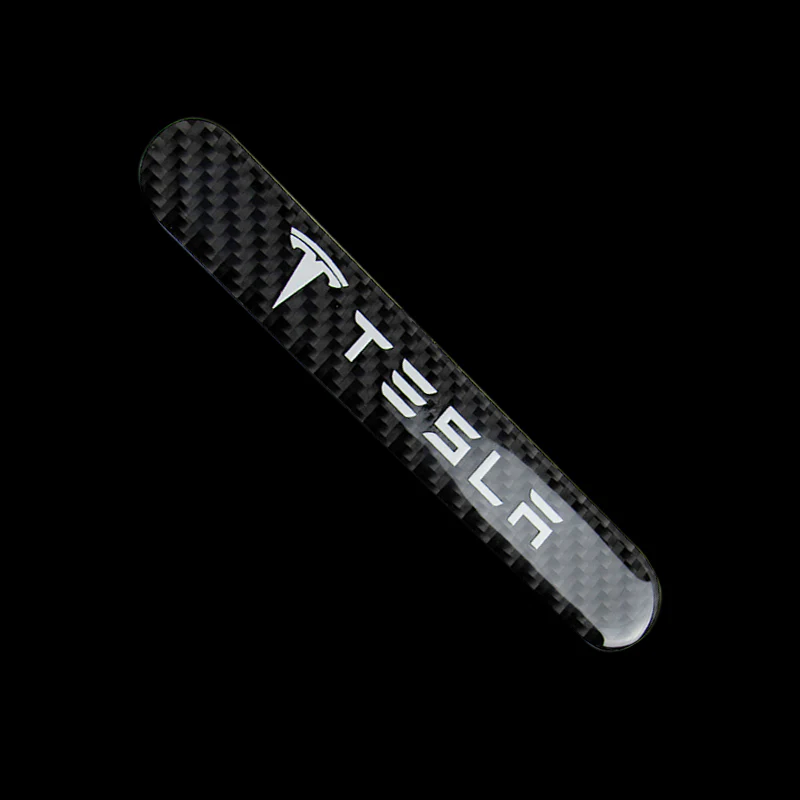 Tesla Carbon Fiber Car Door Rear Trunk Side Fenders Bumper Badge Scratch Guard Sticker New 4 pcs - Image 3