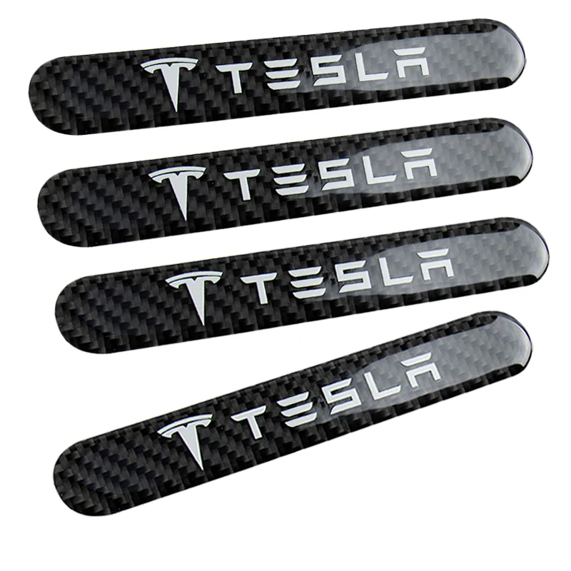 Tesla Carbon Fiber Car Door Rear Trunk Side Fenders Bumper Badge Scratch Guard Sticker New 4 pcs - Image 5