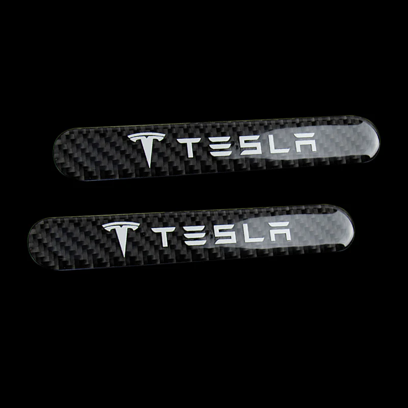 Tesla Carbon Fiber Car Door Rear Trunk Side Fenders Bumper Badge Scratch Guard Sticker New 4 pcs - Image 7