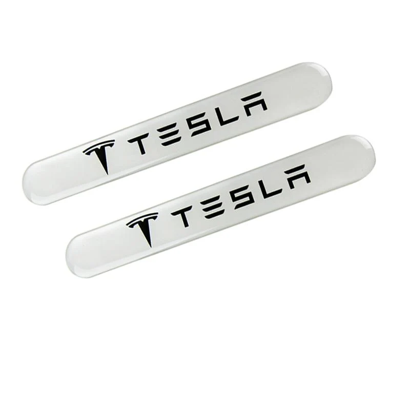 TESLA Set LOGO Emblems with Black Keychain Tire Valves Wheel Air Caps - US SELLER - Image 4