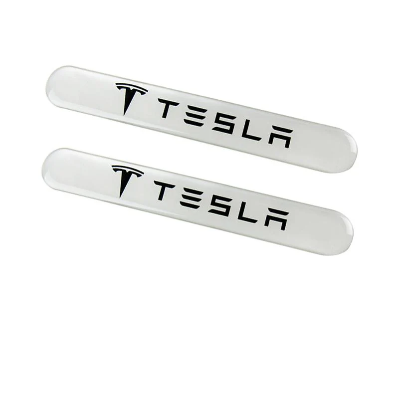 TESLA Set LOGO Emblems with Black Keychain Tire Valves Wheel Air Caps - US SELLER - Image 8