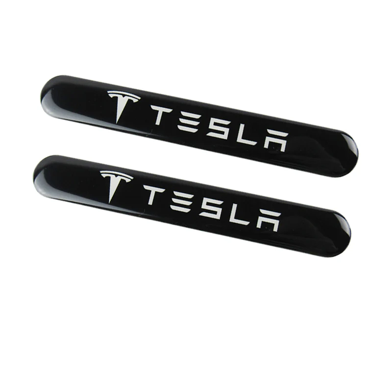 TESLA Set LOGO Emblems with Wheel Tire Valves Black Air Caps Keychain - US SELLER - Image 4