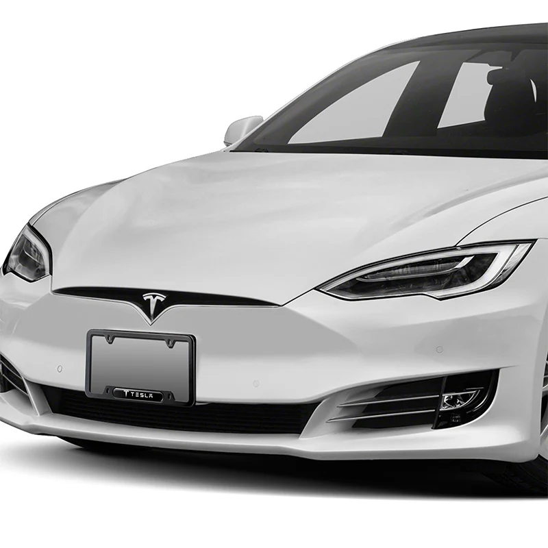 TESLA Stainless Steel Black License Plate Frame 2pcs Brand New SET with Caps Bolt - Image 4