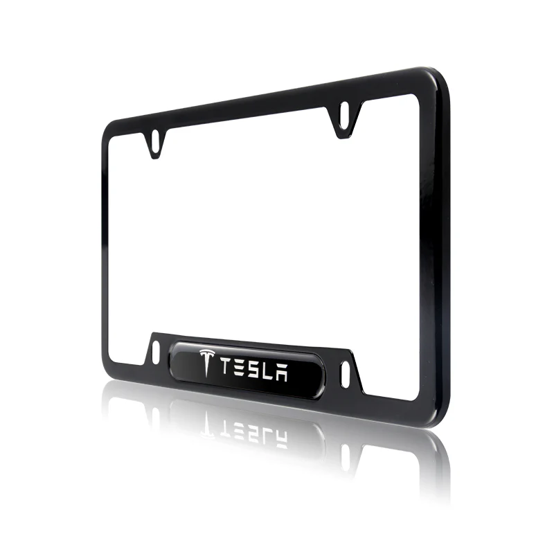TESLA Stainless Steel Black License Plate Frame 2pcs Brand New SET with Caps Bolt - Image 9