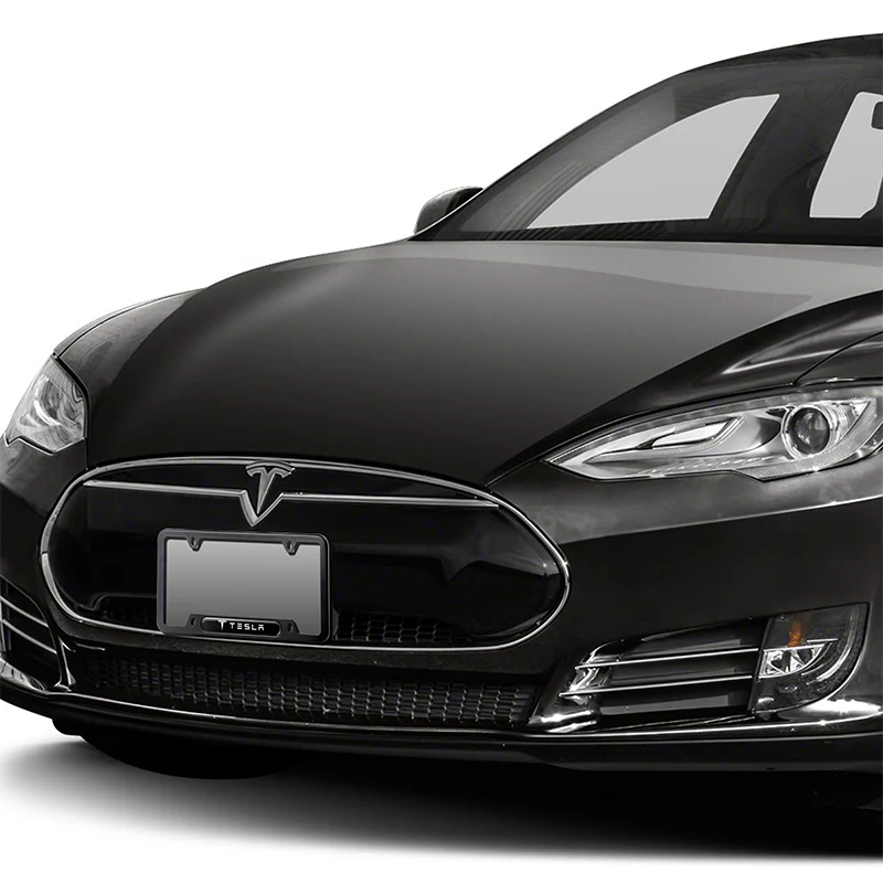 TESLA Stainless Steel License Plate Frame 2pcs Brand New Black SET with Caps Bolt - Image 7