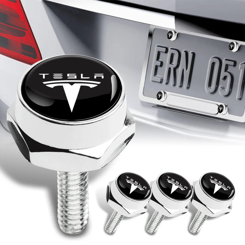 TESLA Stainless Steel License Plate Frame 2pcs Brand New SET with Caps Bolt - Image 3