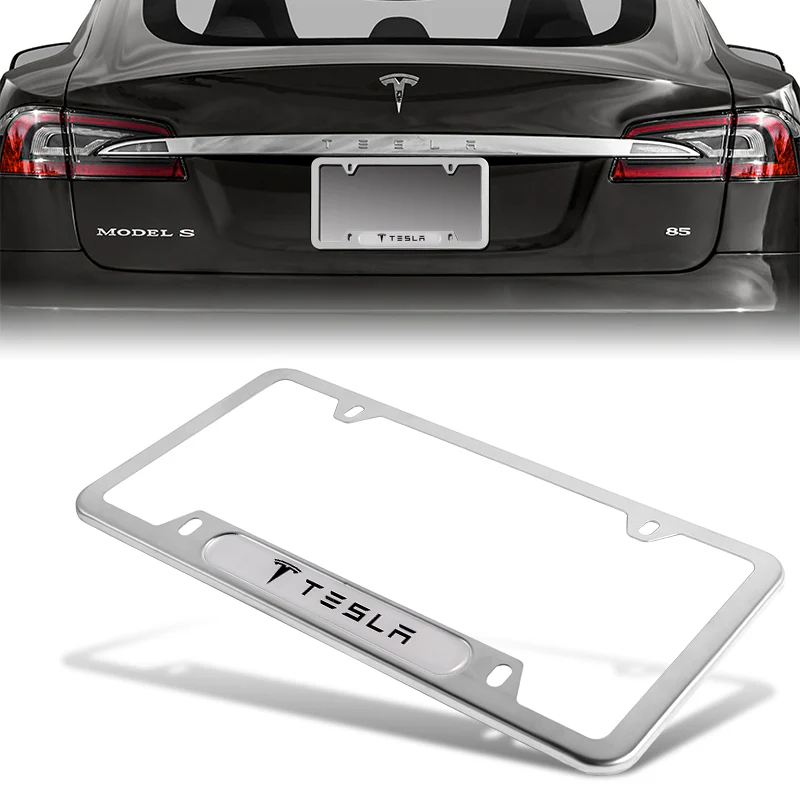 TESLA Stainless Steel License Plate Frame 2pcs with Caps Bolt Brand New SET - Image 7