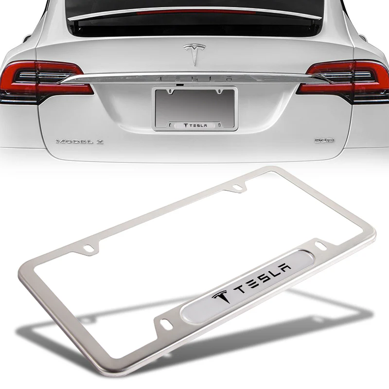 TESLA Stainless Steel License Plate Frame 2pcs with Caps Bolt Brand New SET - Image 9