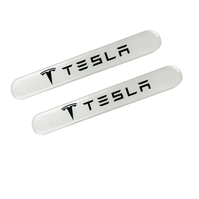 Tesla White Car Door Rear Trunk Side Fenders Bumper Badge Scratch Guard Sticker New 4 pcs - Image 2