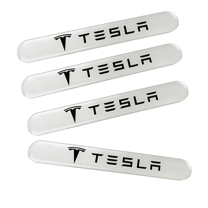 Tesla White Car Door Rear Trunk Side Fenders Bumper Badge Scratch Guard Sticker New 4 pcs - Image 5