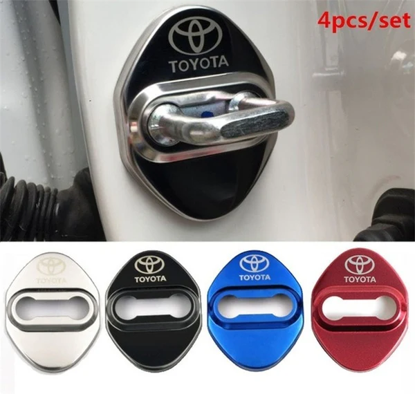 TOYOTA Black Stainless Steel Door Lock Door Striker Cover Set - 4 pcs - Image 2