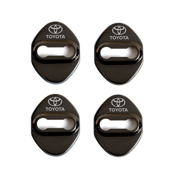 TOYOTA Black Stainless Steel Door Lock Door Striker Cover Set - 4 pcs - Image 3