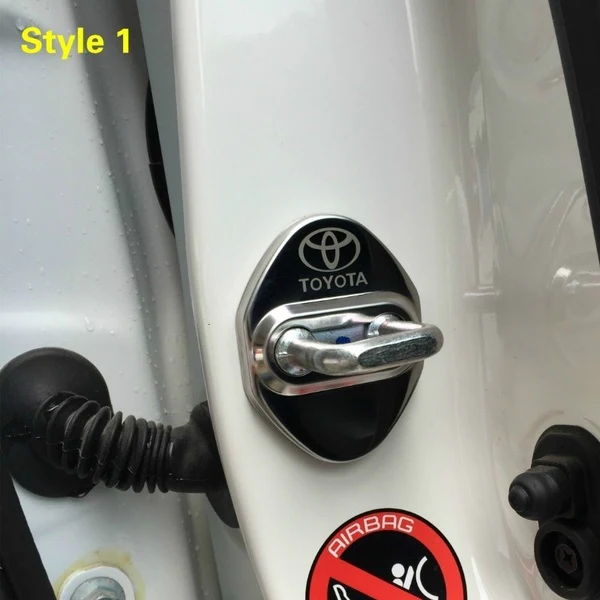 TOYOTA Black Stainless Steel Door Lock Door Striker Cover Set - 4 pcs - Image 5