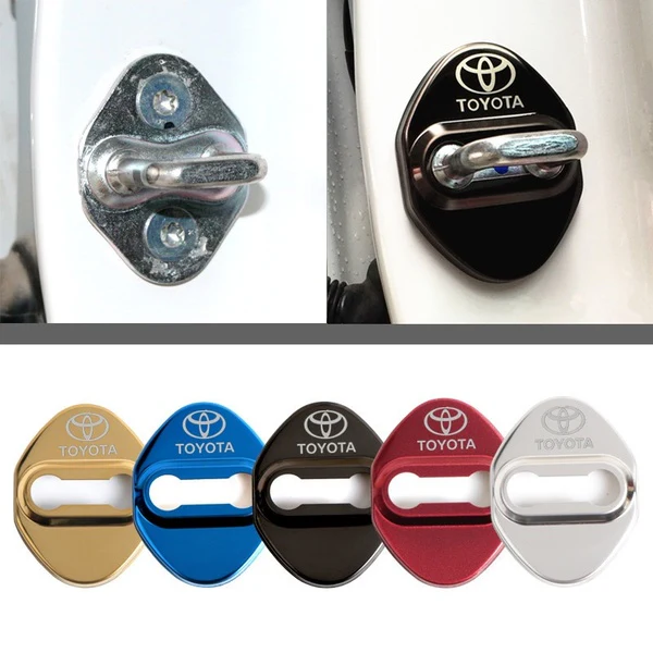 TOYOTA Black Stainless Steel Door Lock Door Striker Cover Set - 4 pcs - Image 6