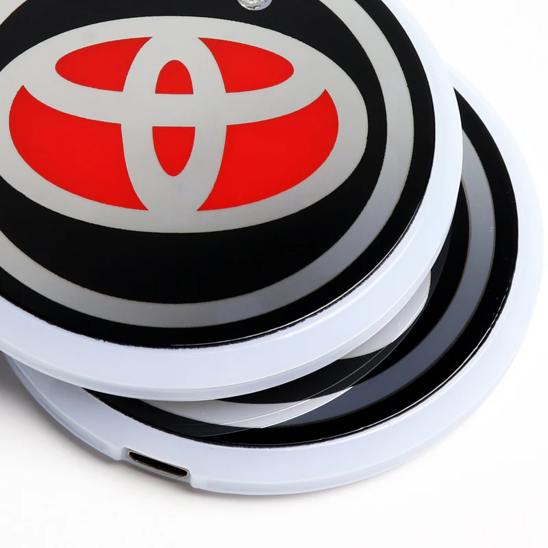Toyota Car Center Console Armrest Cushion Mat Pad Cover Stitched Embroidery Logo with LED Cup Coaster Set - Image 4