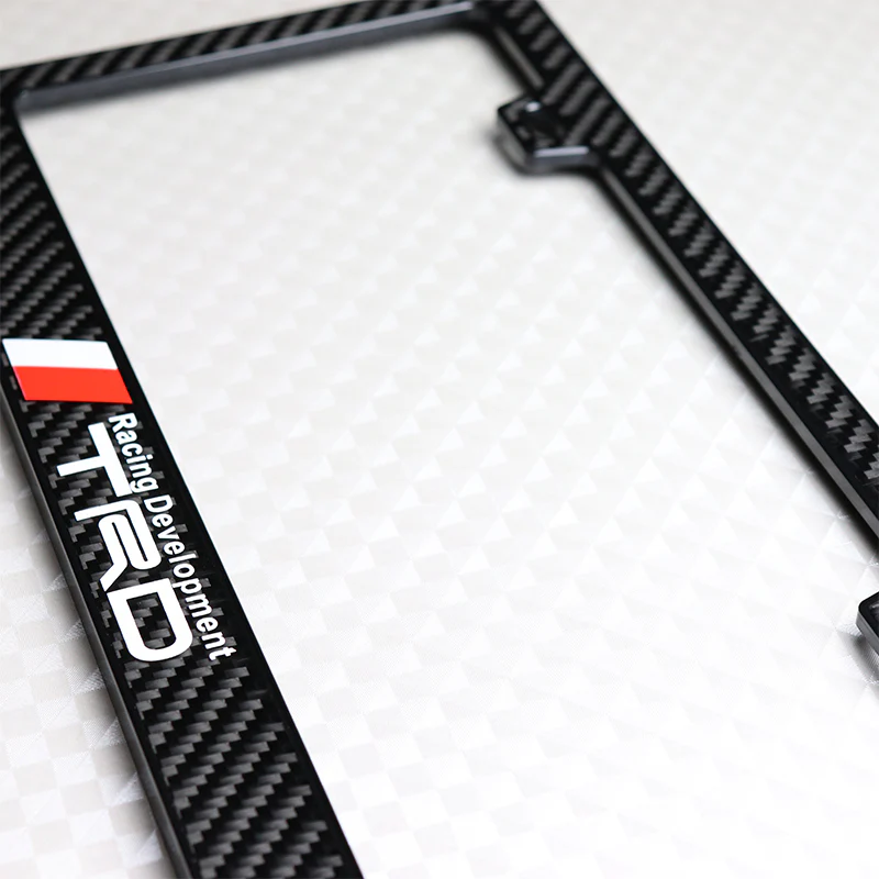 Toyota TRD 100% Real Carbon Fiber License Plate Frame with Caps & Screws - Image 2