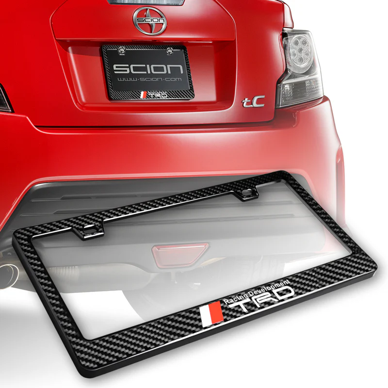 Toyota TRD 100% Real Carbon Fiber License Plate Frame with Caps & Screws x2 - Image 5