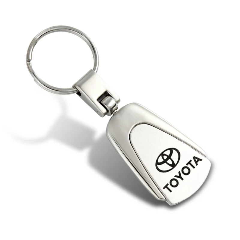 Toyota Logo Black Leather Authentic Chrome Key Fob Keyring Keychain Lanyard Tag - Image 3