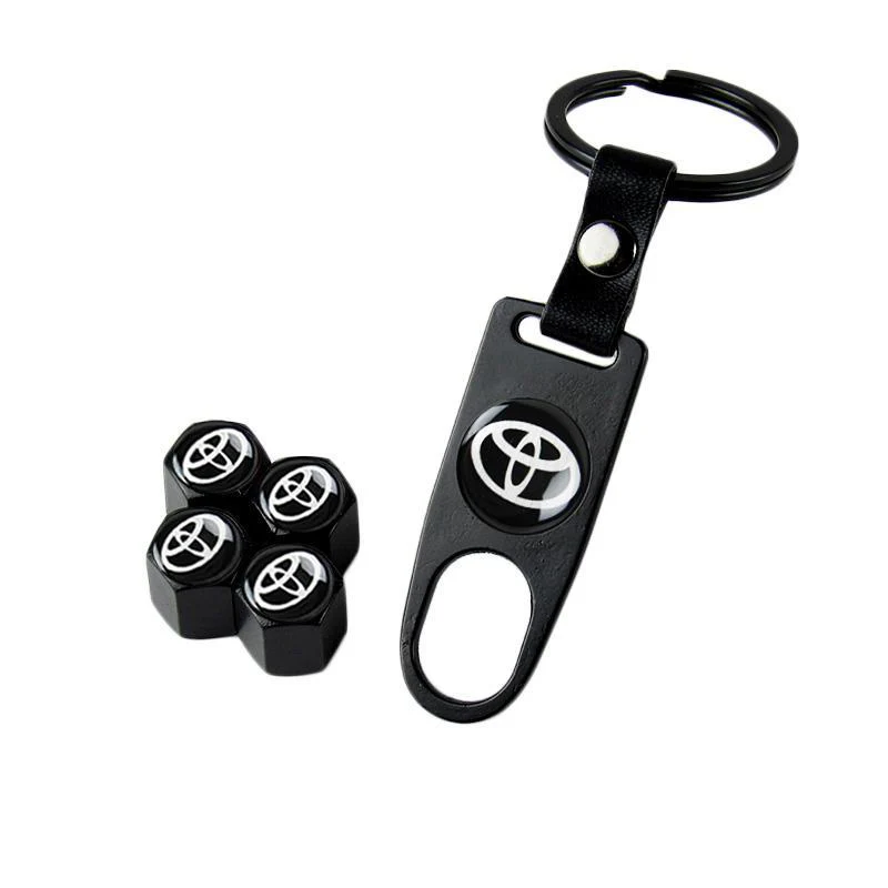 Toyota LOGO Set Emblems with Keychain Tire Wheel Valves Air Caps - US SELLER - Image 3