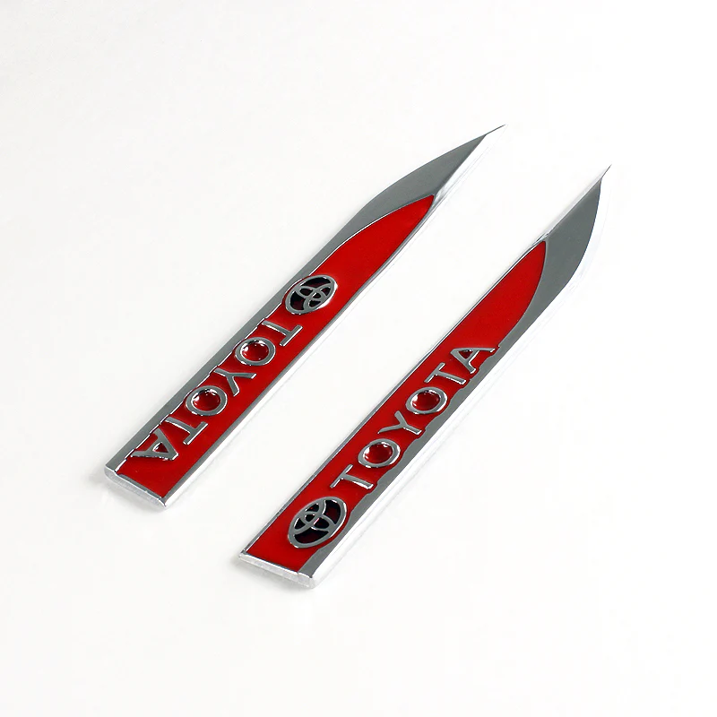 Toyota Red 3D Metal Emblem Sticker x2 - Image 2