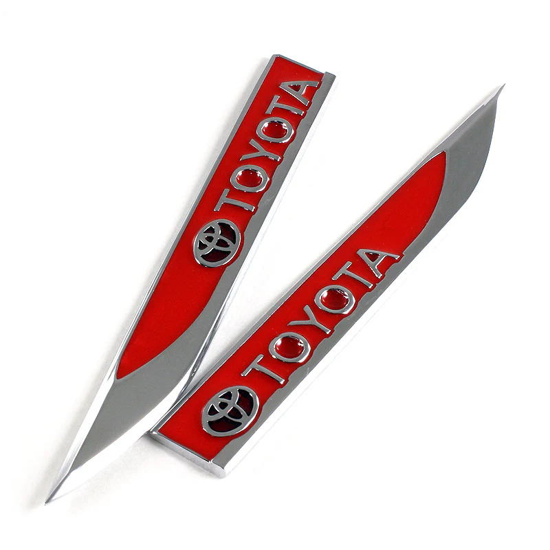 Toyota Red 3D Metal Emblem Sticker x2 - Image 3