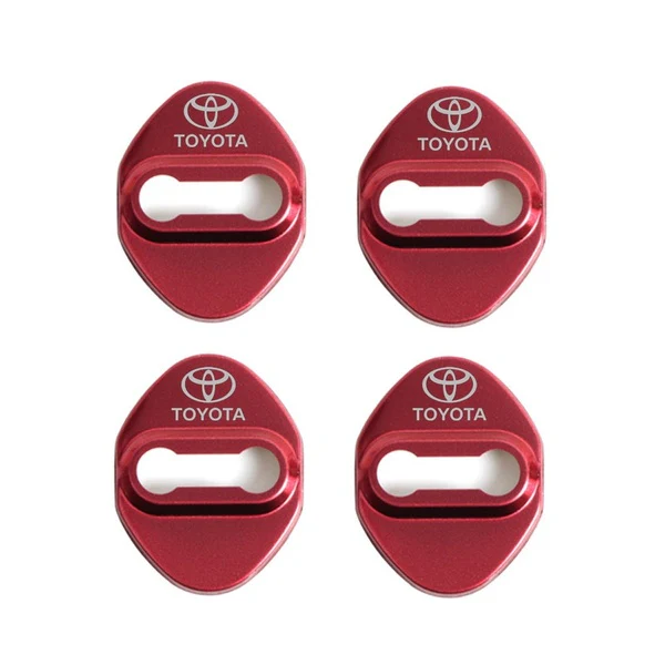 TOYOTA Red Stainless Steel Door Lock Door Striker Cover Set - 4 pcs - Image 3