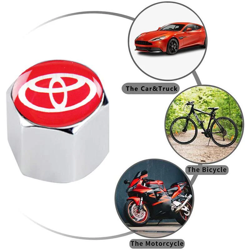 Toyota Set LOGO Emblems with Keychain Tire Wheel Valves Air Caps - US SELLER - Image 2