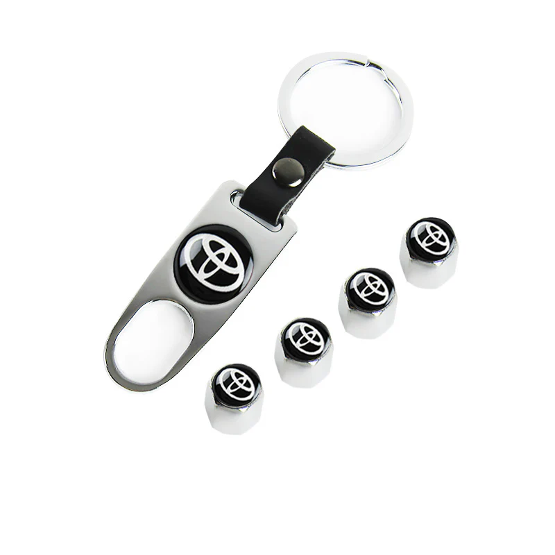 Toyota Set LOGO Emblems with Keychain Tire Wheel Valves Silver Air Caps - US SELLER - Image 6