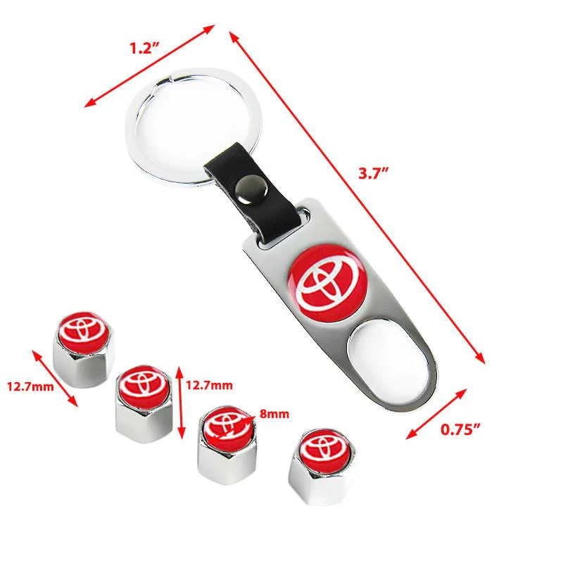 Toyota Set LOGO Emblems with Tire Wheel Valves Air Caps Keychain - US SELLER - Image 3