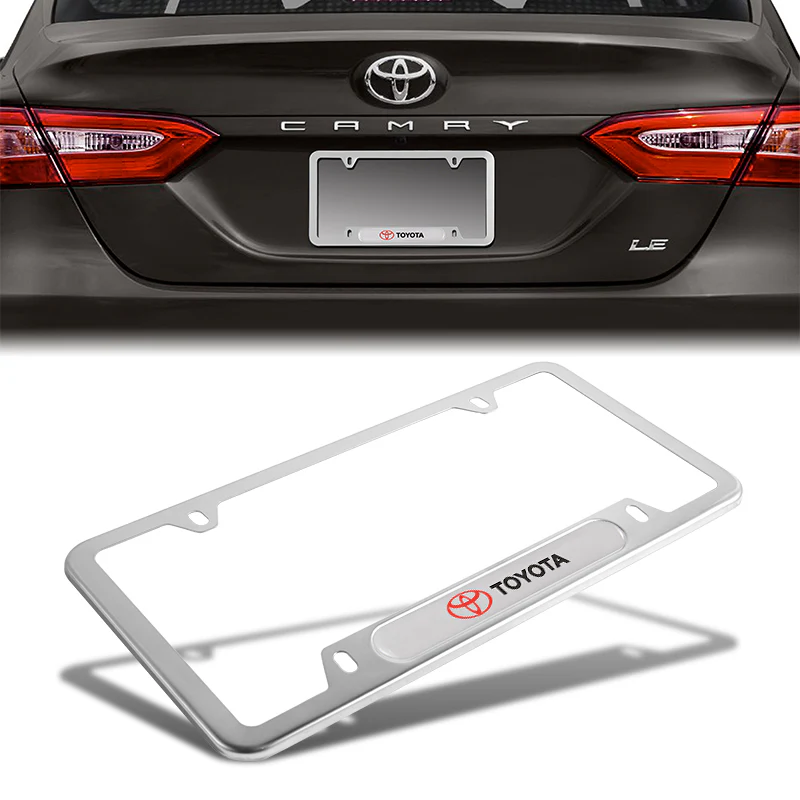 TOYOTA SET Stainless Steel License Plate Frame 2pcs with Caps Bolt Brand New - Image 2