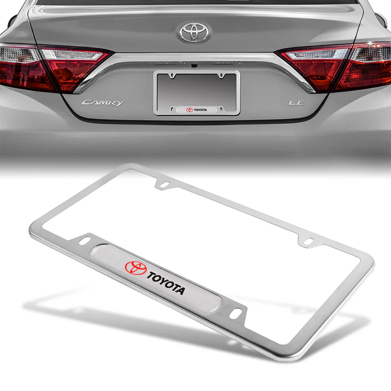 TOYOTA SET Stainless Steel License Plate Frame 2pcs with Caps Bolt Brand New - Image 7