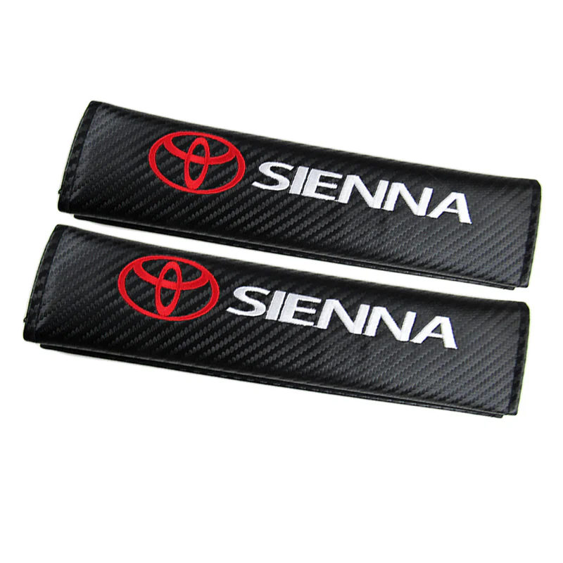 Toyota SIENNA Black Carbon Fiber Look Seat Belt Cover X2 - Image 3