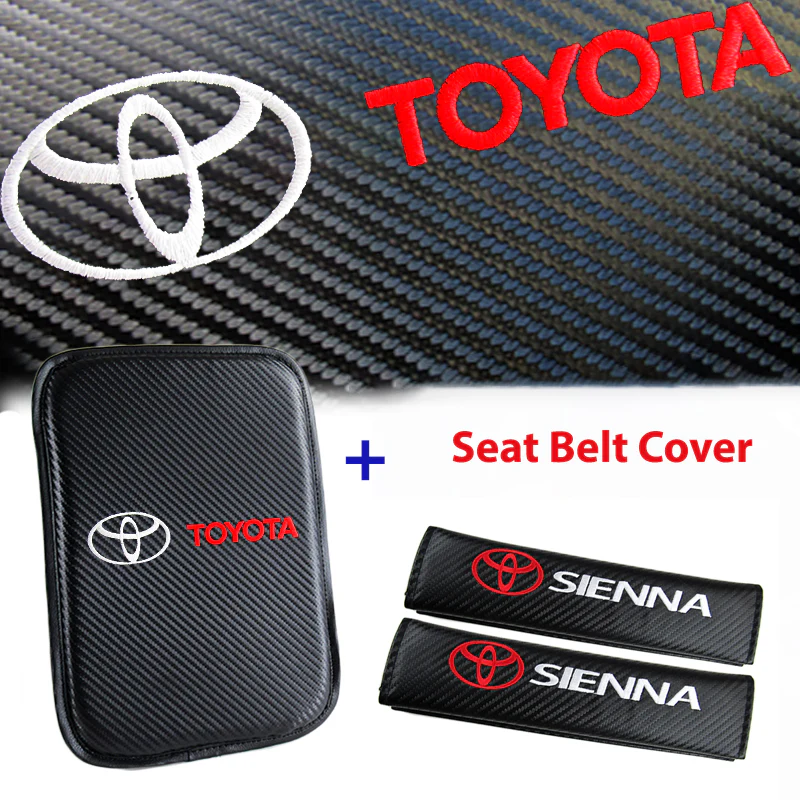 New Toyota Sienna Car Center Console Armrest Cushion Mat Pad Cover Stitched Embroidery Logo with Seat Belt Cover Set - Image 4
