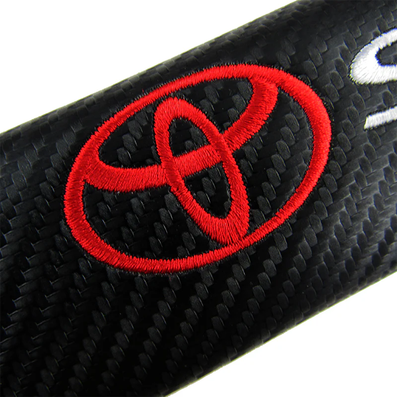 TOYOTA SIENNA Set of Car 15" Steering Wheel Cover Carbon Fiber Style Leather with Seat Belt Covers - Image 10