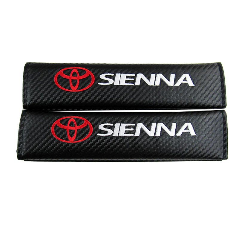 TOYOTA SIENNA Set of Car 15" Steering Wheel Cover Carbon Fiber Style Leather with Seat Belt Covers - Image 4