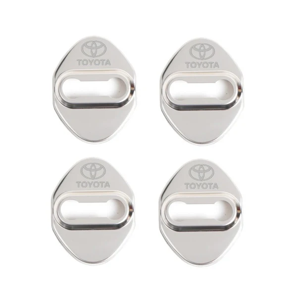 TOYOTA Silver Stainless Steel Door Lock Door Striker Cover Set - 4 pcs - Image 2