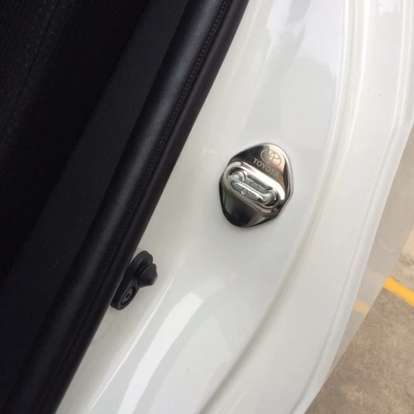 TOYOTA Silver Stainless Steel Door Lock Door Striker Cover Set - 4 pcs - Image 4