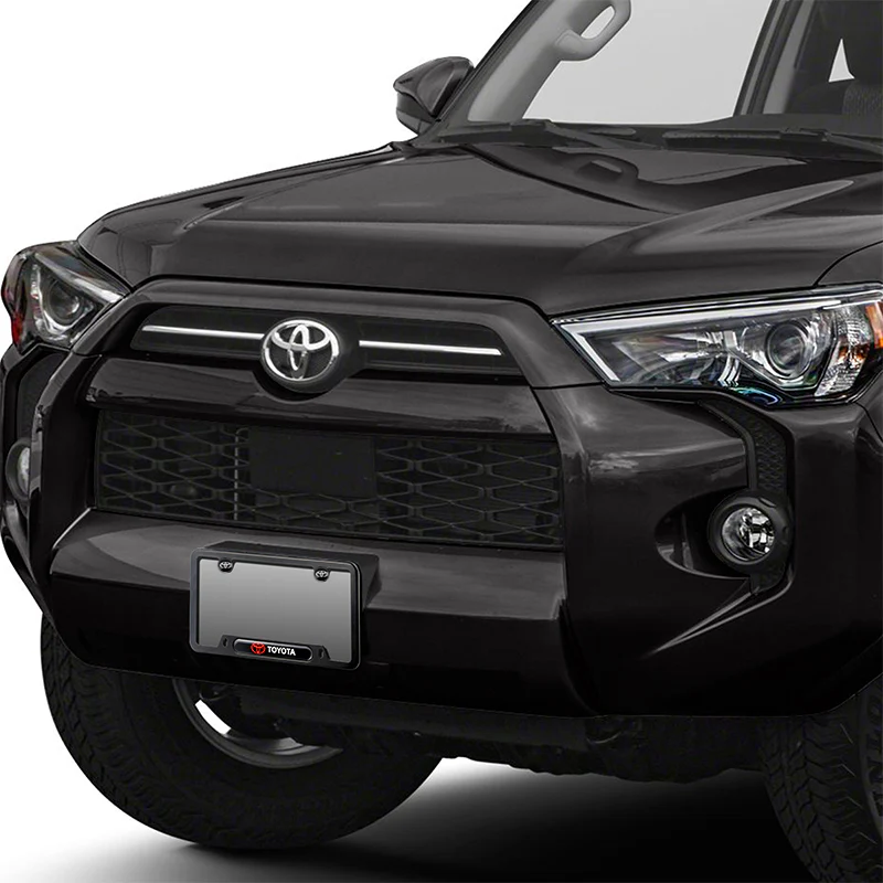 TOYOTA Stainless Steel License Plate Frame 2pcs with Caps Bolt Brand New Black SET - Image 4