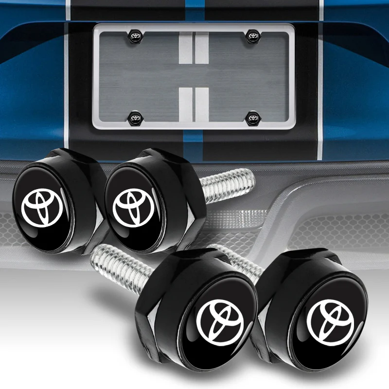TOYOTA Black SET Stainless Steel License Plate Frame 2pcs with Caps Bolt Brand New - Image 10
