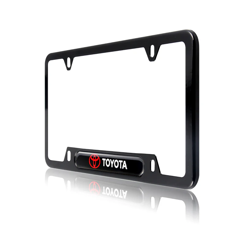 TOYOTA Black SET Stainless Steel License Plate Frame 2pcs with Caps Bolt Brand New - Image 7